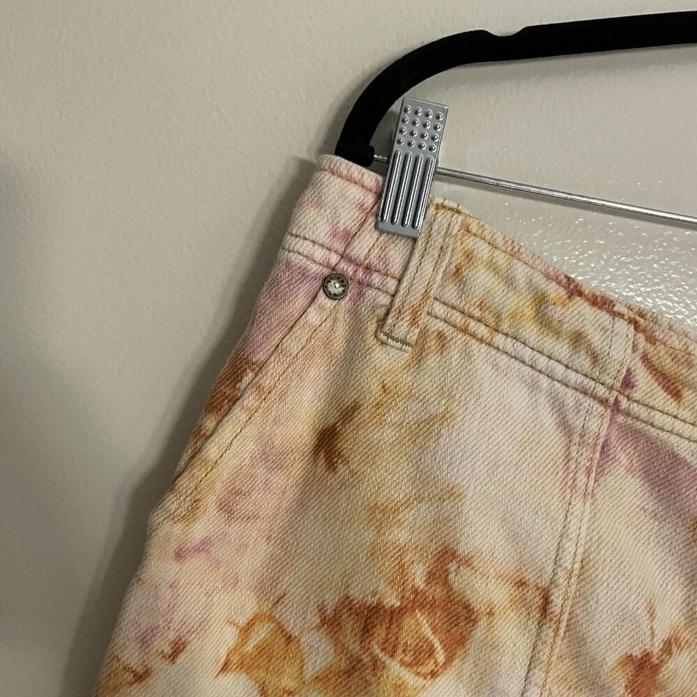 We The Free Tie-Dye Denim Bermuda Shorts - Peach & Cream - Picture 6 of 13